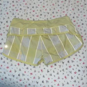 Lululemon Yellow and White ultra reflective running shorts 8